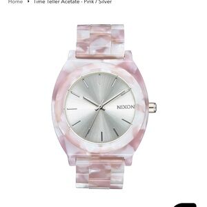 Nixon women’s time teller acetate watch pink & white color NIB